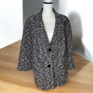 Lafayette 148 Black & White Blazer Jacket Size 24 (3/4” Sleeves) Excellent